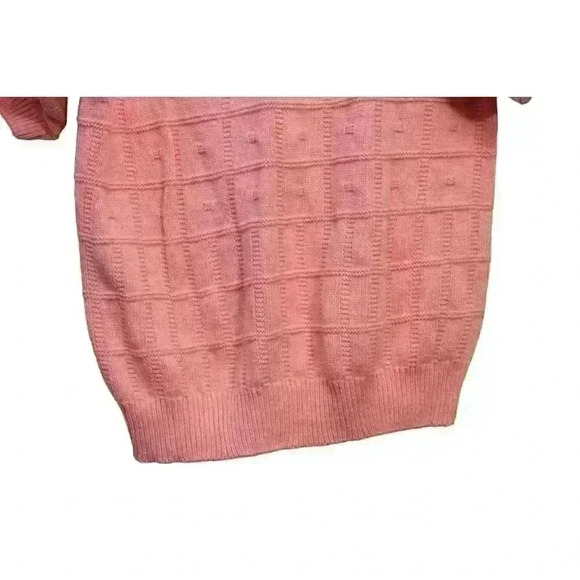Vintage Sweater Size Medium 100% Cotton Pink Varsity Knit Preppy 80s 90s - Picture 10 of 10